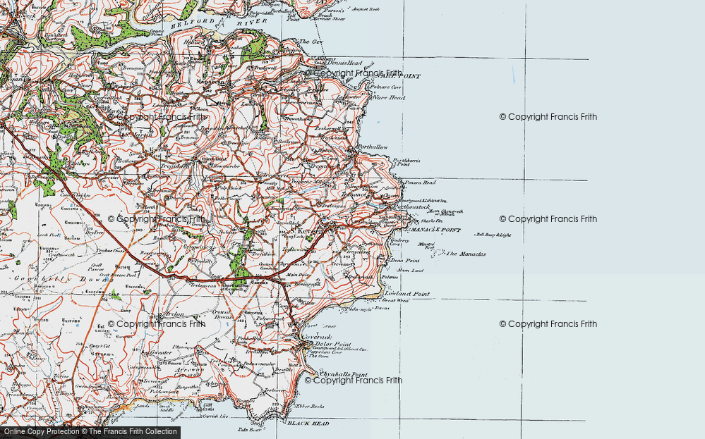 Old Map of St Keverne, 1919 in 1919