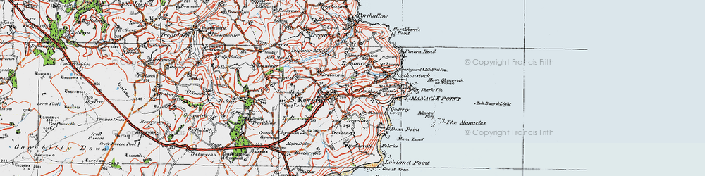 Old map of St Keverne in 1919