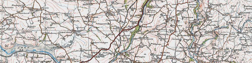 Old map of St Kew Highway in 1919
