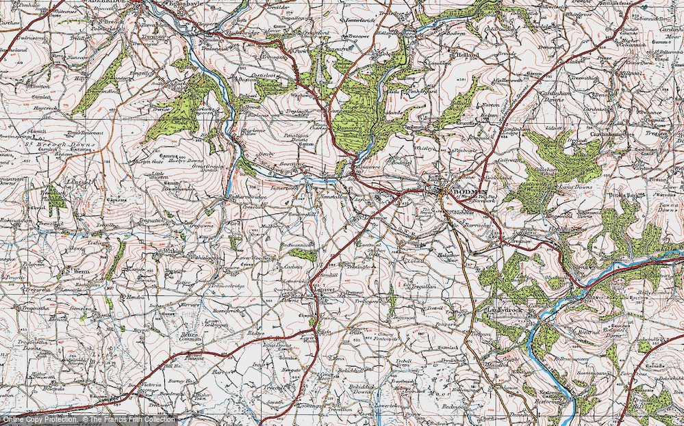Old Map of Historic Map covering Laveddon in 1919