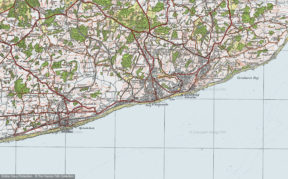 Old Map of St Leonards, 1921 in 1921