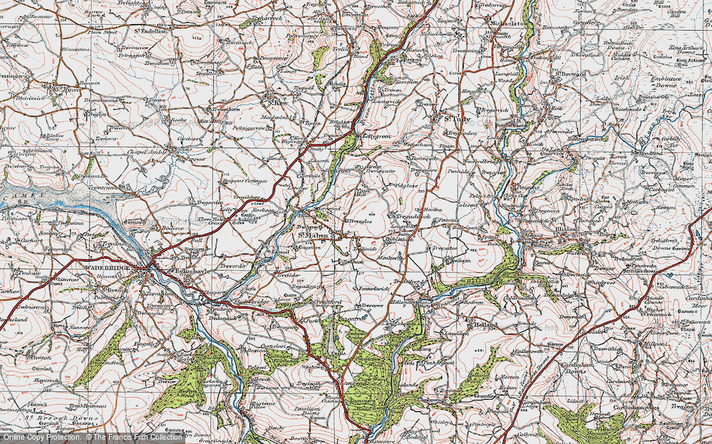 Old Map of Historic Map covering Trethevy in 1919
