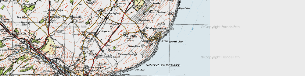 Old map of St Margaret's at Cliffe in 1920