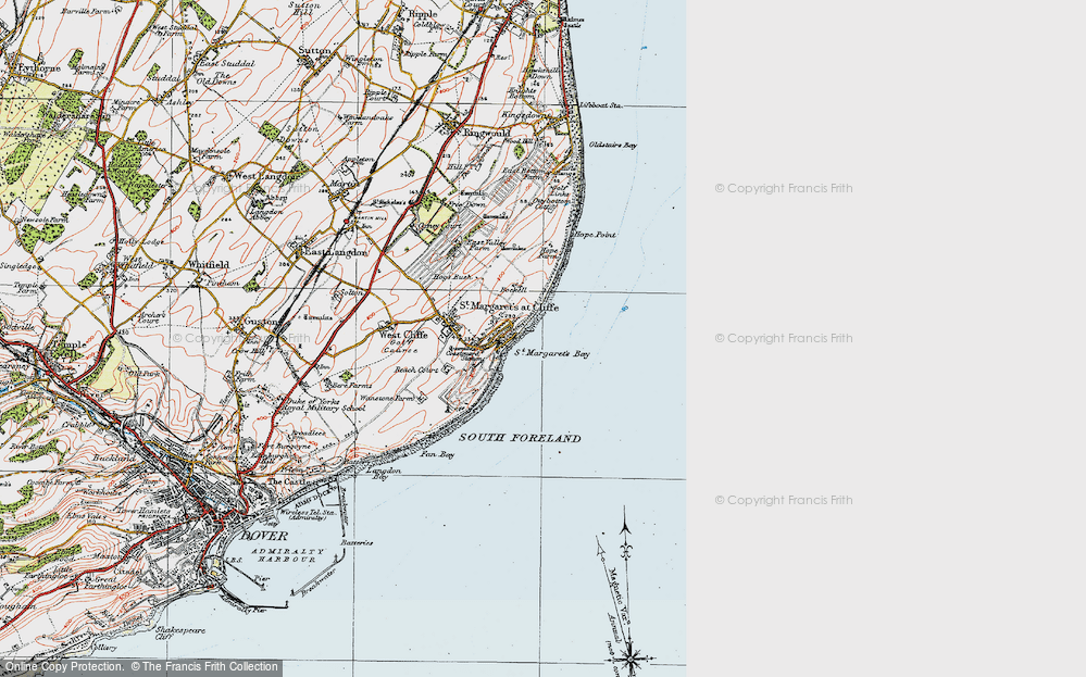 Old Map of St Margaret's Bay, 1920 in 1920