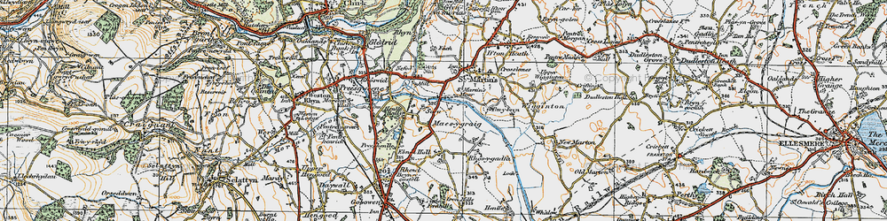 Old map of St Martin's Moor in 1921