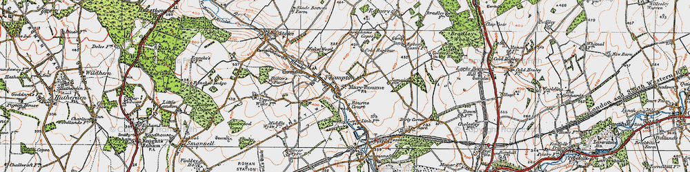 Old map of St Mary Bourne in 1919