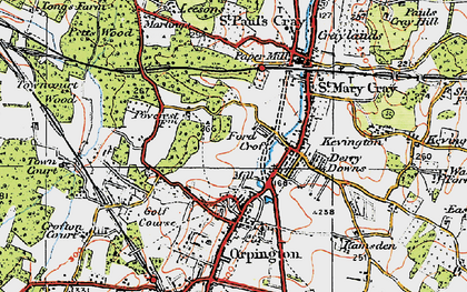 Old map of St Mary Cray in 1920
