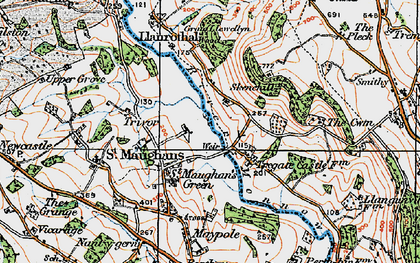 Old map of St Maughans Green in 1919