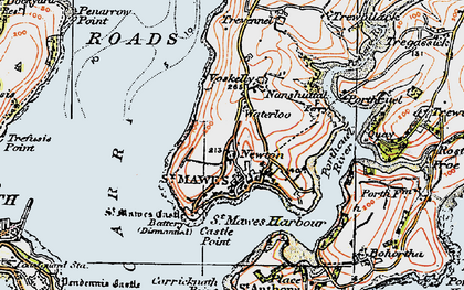 Old map of St Mawes in 1919