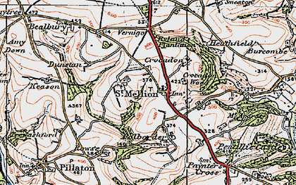 Old map of St Mellion in 1919