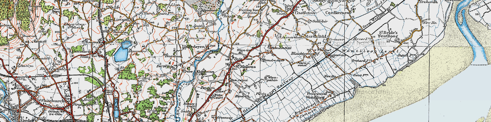 Old map of St Mellons in 1919