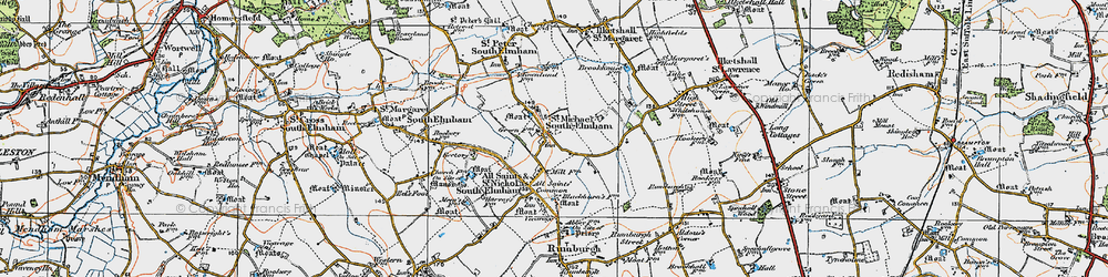 Old map of St Michael South Elmham in 1921