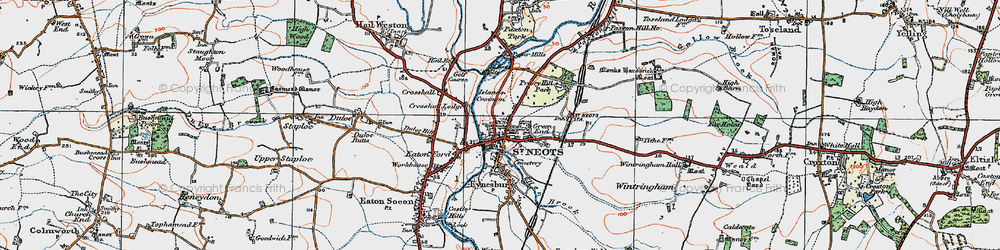 Old map of St Neots in 1919