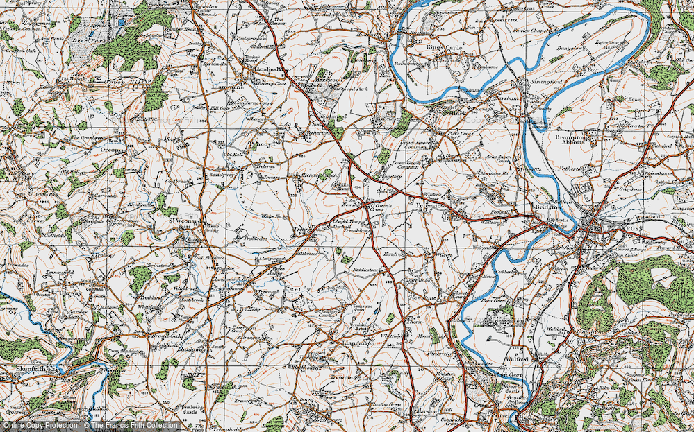 Old Map of Historic Map covering Gillow Manor in 1919
