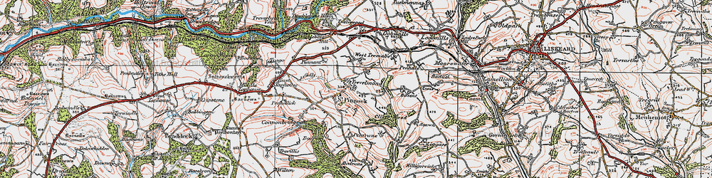 Old map of St Pinnock in 1919