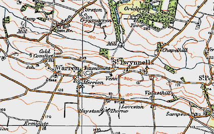 Old map of St Twynnells in 1922