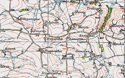 Old map of St Wenn in 1919
