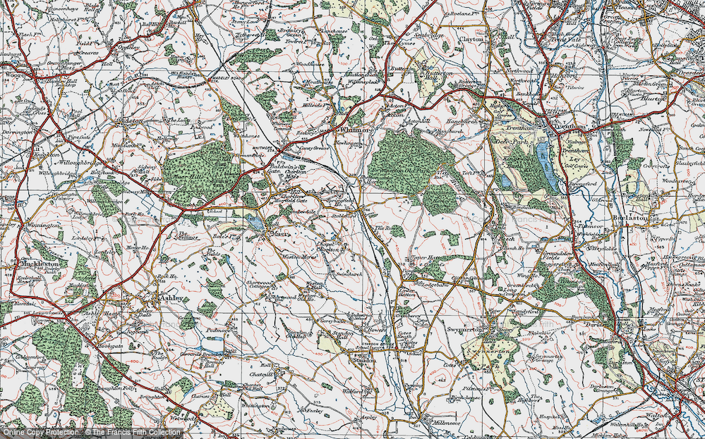 Old Map of Stableford, 1921 in 1921