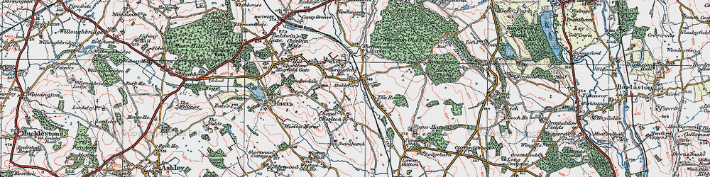 Old map of Stableford in 1921