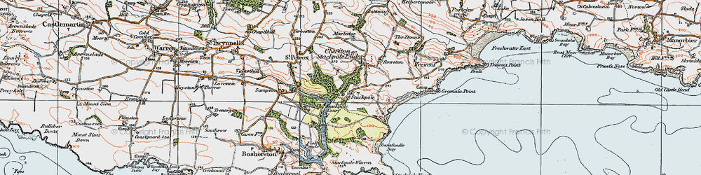 Old map of Stackpole in 1922