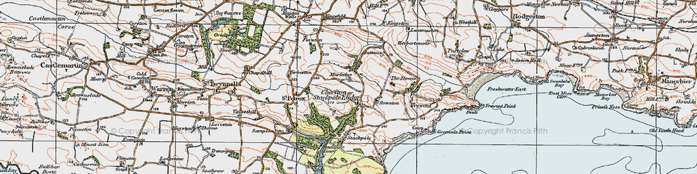 Old map of Stackpole Elidor in 1922