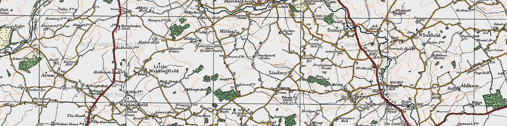 Old map of Stackyard Green in 1921