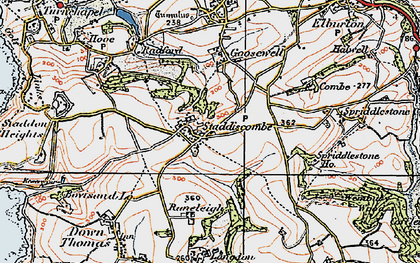 Old map of Staddiscombe in 1919