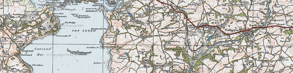 Old map of Staddiscombe in 1919