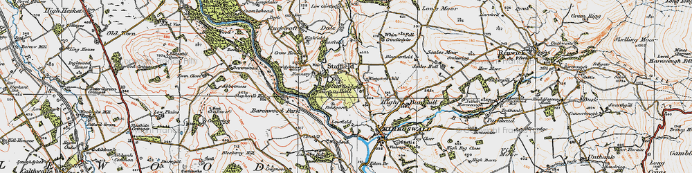 Old map of Staffield in 1925