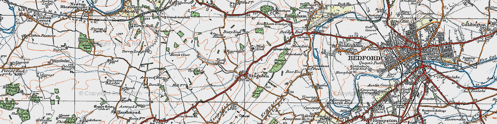 Old map of Stagsden in 1919