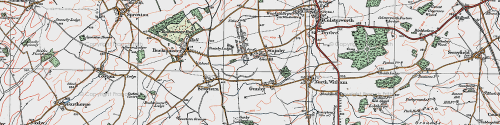 Old map of Stainby in 1921