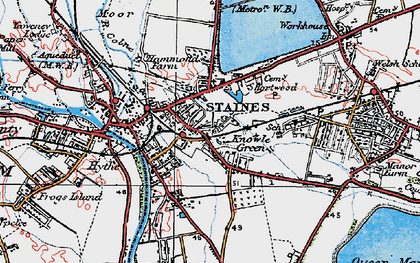 Old map of Staines in 1920