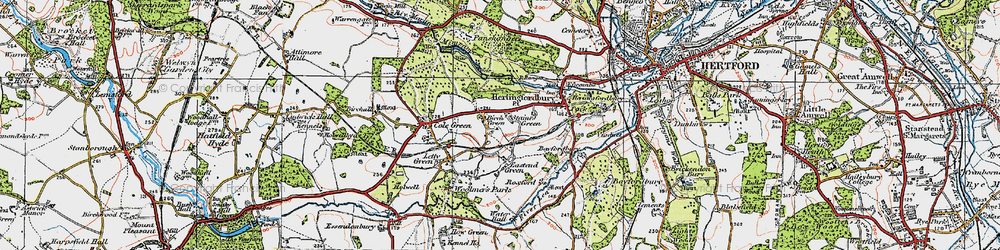Old map of Staines Green in 1919