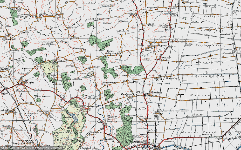 Old Map of Stainfield, 1922 in 1922