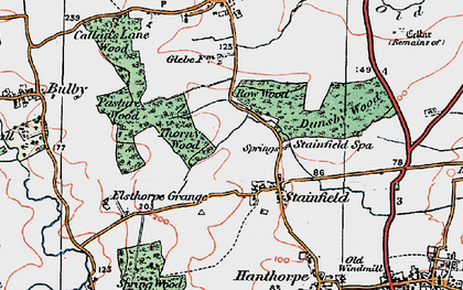 Old map of Stainfield in 1922