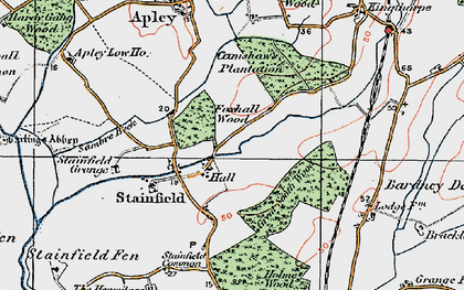 Old map of Stainfield in 1923