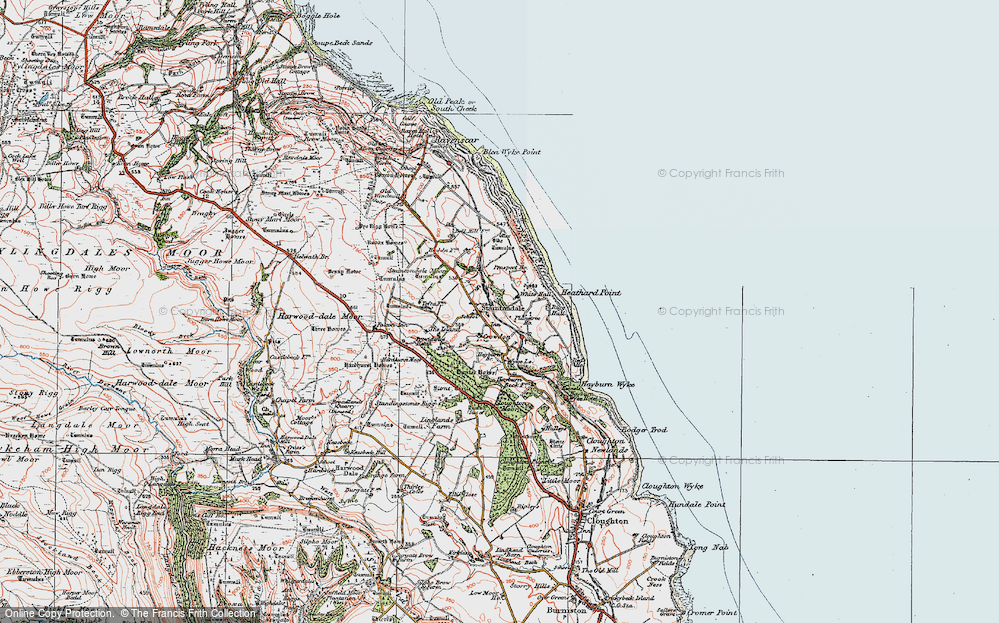 Old Map of Historic Map covering Beast Cliff in 1925