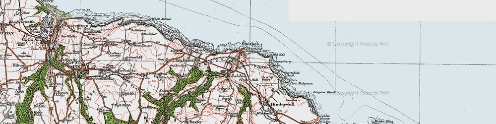 Old map of Staithes in 1925