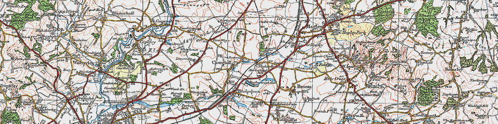 Old map of Stakenbridge in 1921