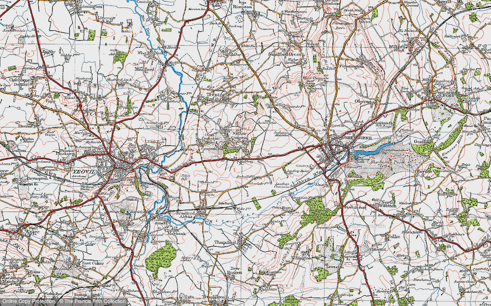 Old Map of Historic Map covering Lenthay Common in 1919