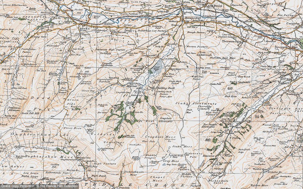 Old Map of Historic Map covering Birk Rigg Side in 1925