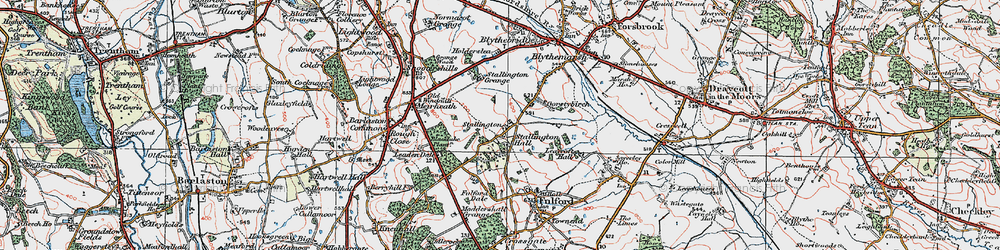 Old map of Stallington in 1921
