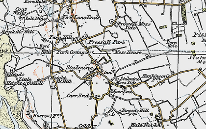 Old map of Stalmine Moss Side in 1924