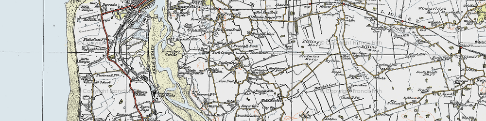 Old map of Stalmine Moss Side in 1924