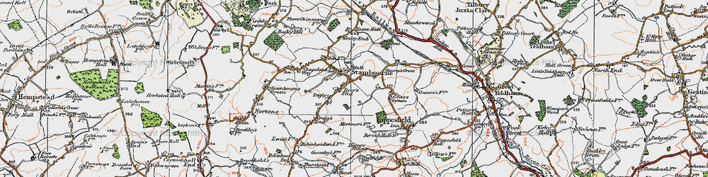 Old map of Stambourne in 1921