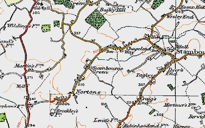 Old map of Stambourne Green in 1920