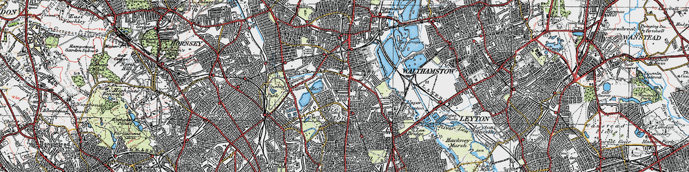 Old map of Stamford Hill in 1920