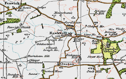 Old map of Stamfordham in 1925