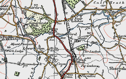 Old map of Standeford in 1921