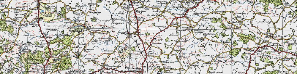 Old map of Standen in 1921
